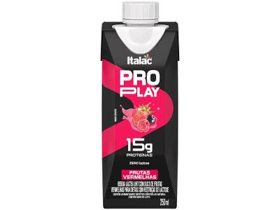 Bebida Láctea UHT Proteica com 15g de proteínas Italac Whey Protein Pro Play Frutas Vermelhas Zero Lactose 250ml
