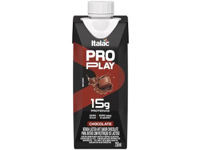 Bebida Láctea UHT Proteica com 15g de Proteínas Italac Whey Protein Pro Play Chocolate Zero Lactose 250ml
