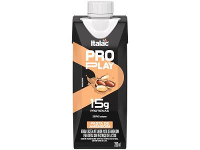 Bebida Láctea UHT Proteica com 15g de proteínas Italac Whey Protein Pro Play Cappuccino Zero Lactose 250ml