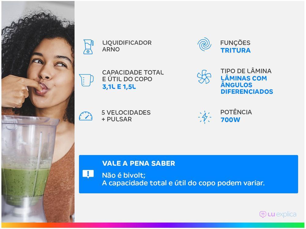 Liquidificador Arno Power Max LN50 Preto 5 Velocidades 700W - 2