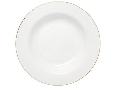 Prato Fundo de Porcelana Branco e Dourado Redondo 22cm Hauskraft Royal