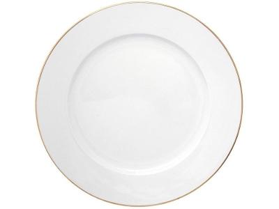 Prato Raso de Cerâmica Branco e Dourado de Sobremesa Redondo 20cm Hauskraft Royal