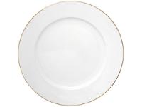 Prato Raso de Cerâmica Branco e Dourado de Sobremesa Redondo 20cm Hauskraft Royal - 1