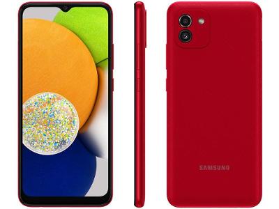 Smartphone Samsung Galaxy A03 64GB Vermelho 4G Octa-Core 4GB RAM Tela 6,5” Câm. Dupla + Sefie 5M