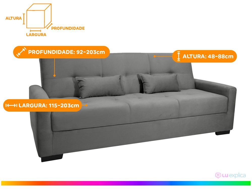 Sofá-cama 3 Lugares Casal Reclinável Veludo Matrix Lavínia - 3