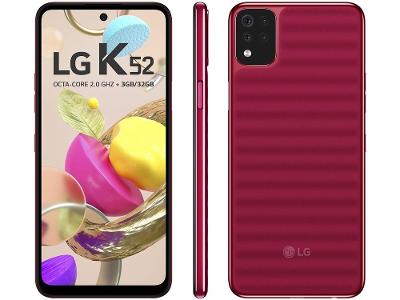 Smartphone LG K52 64GB Vermelho 4G Octa-Core 3GB RAM Tela 6,6” Câm. Quádrupla + Selfie 8M