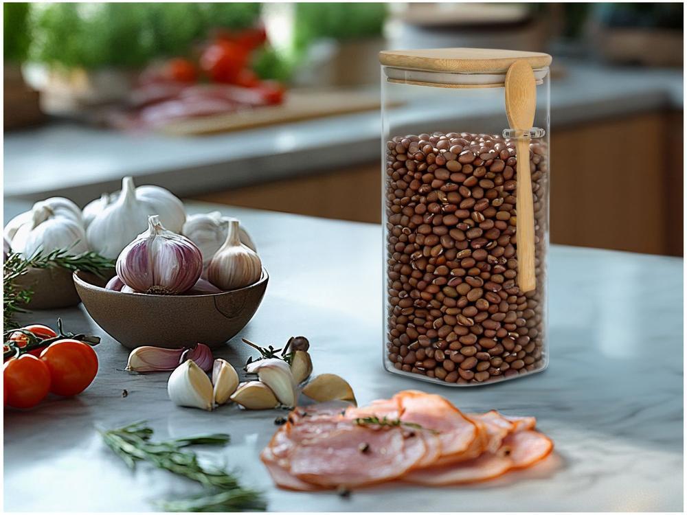 Pote de Vidro Hermético Hauskraft com Tampa Quadrado 1,7L Liege com Colher - 2