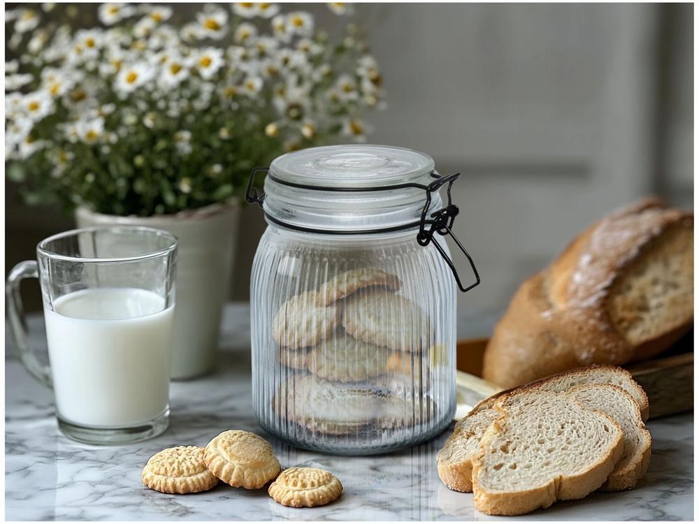 Pote de Vidro Hermético Hauskraft com Tampa Redondo 1L Millo - 2