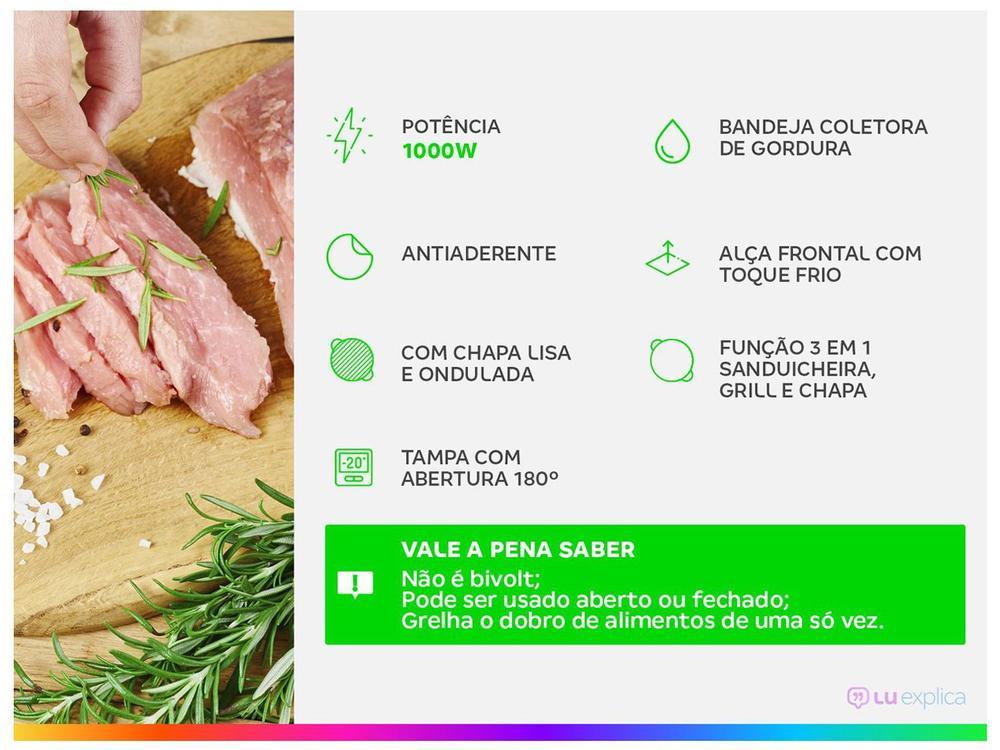 Grill Mondial PG-01-180 Master Press Duo 3 em 1 Retangular com Chapa 1000W - 10