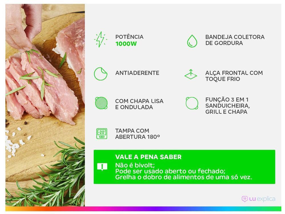 Grill Mondial PG-01-180 Master Press Duo 3 em 1 Retangular com Chapa 1000W - 2