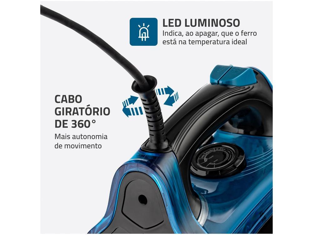 Ferro de Passar Roupa a Vapor Mondial F-53 Preto e Azul - 8