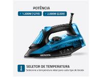 Ferro de Passar Roupa a Vapor Mondial F-53 Preto e Azul - 5