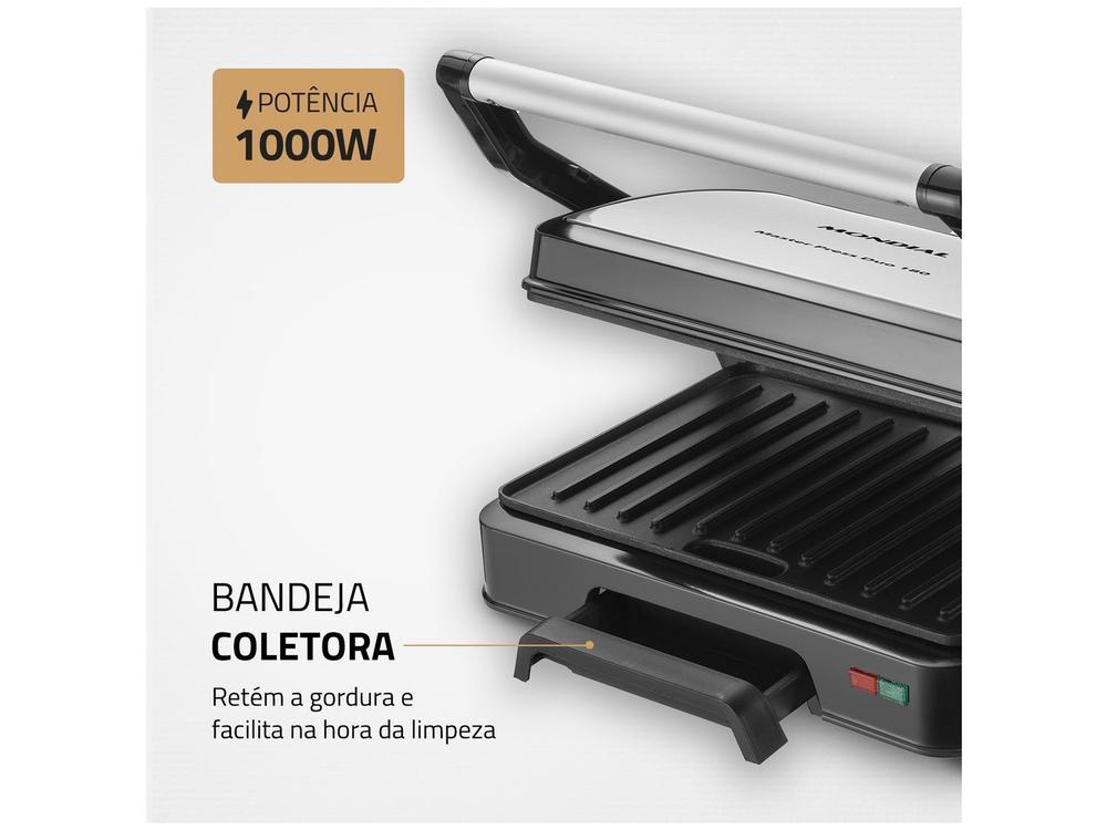 Grill Mondial PG-01-180 Master Press Duo 3 em 1 Retangular com Chapa 1000W - 9