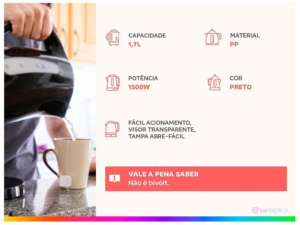 Chaleira Elétrica Mondial Pratic Hot CE-17 Preta 1,7L - 2