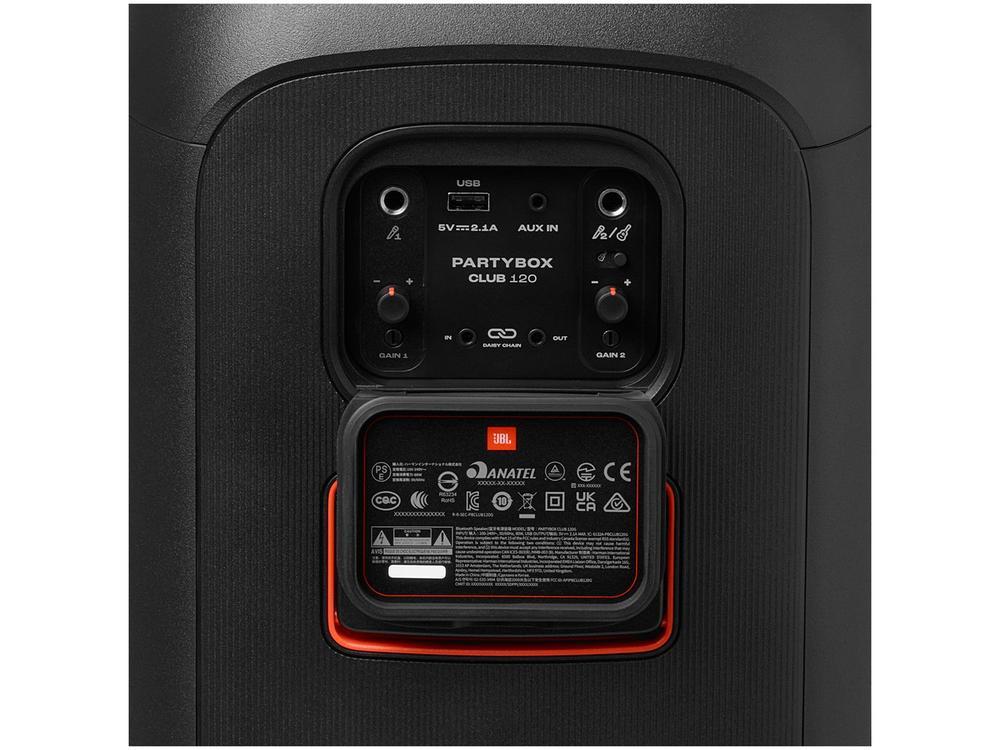 Caixa de Som JBL PartyBox Club 120 Bluetooth Amplificada Portátil 160W USB - 15