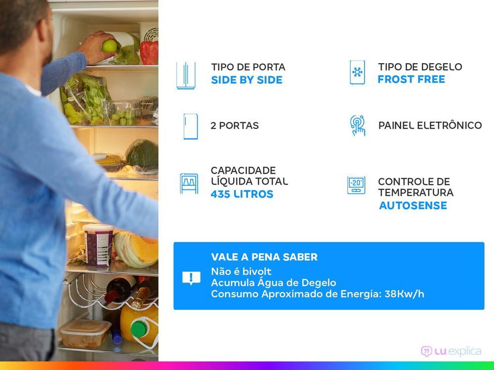 Geladeira/Refrigerador Electrolux Frost Free Side by Side Inox Look 435L Efficient IS4S - 2