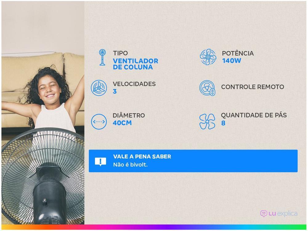 Ventilador de Coluna Mondial VTX-40C-8P-CR 40cm - 2