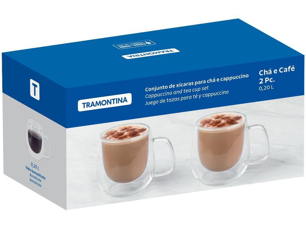 Jogo de Xícaras de Chá e Capuccino 200ml Tramontina Vidro Duplo 64760450 2 Peças - 4