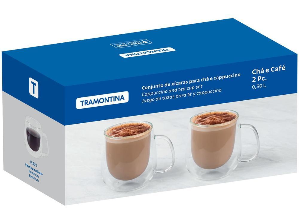 Jogo de Xícaras de Chá e Capuccino 300ml Tramontina Vidro Duplo 64760450 2 Peças - 4