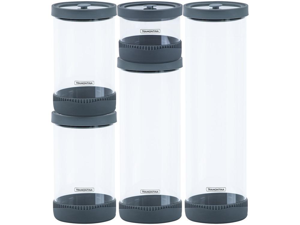Jogo de Potes de Vidro Hermético Tramontina com Tampa Redondo Purezza 5 Peças - 1