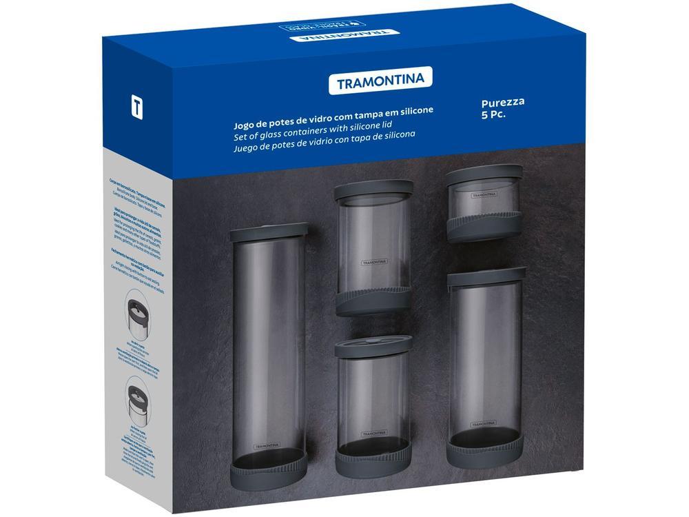Jogo de Potes de Vidro Hermético Tramontina com Tampa Redondo Purezza 5 Peças - 4