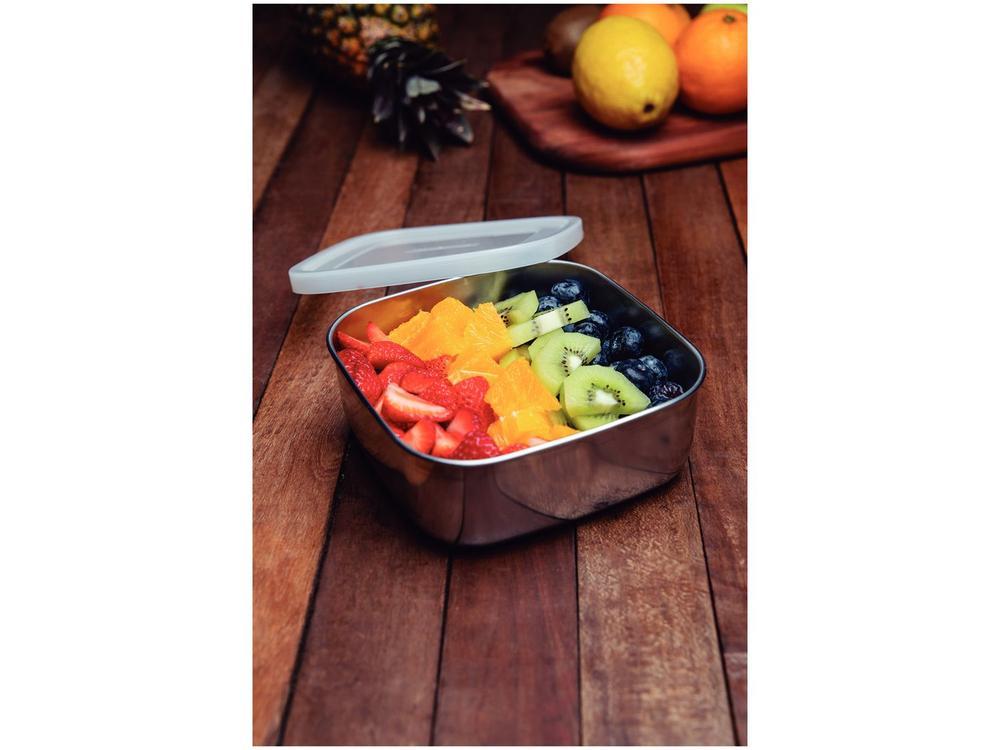 Jogo de Potes de Inox Tramontina com Tampa Quadrado Freezinox 3 Peças - 3