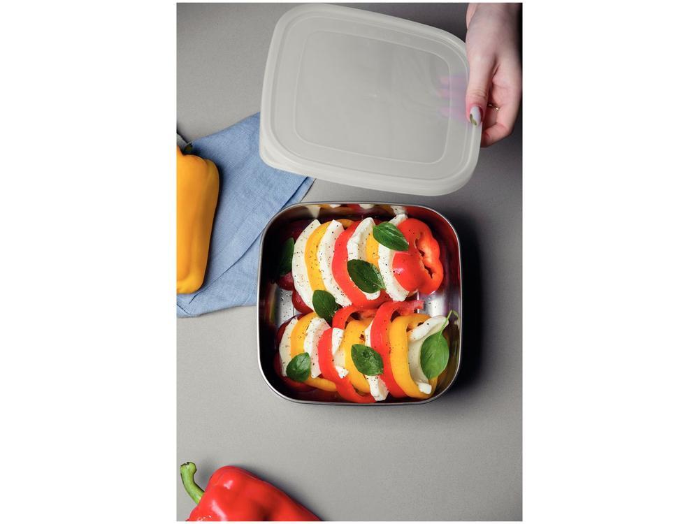 Jogo de Potes de Inox Tramontina com Tampa Quadrado Freezinox 3 Peças - 4