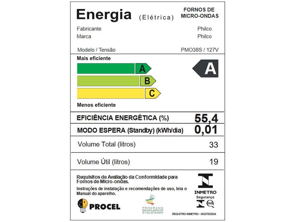 Micro-ondas Philco 33L Prata Espelhado PMO38S - 8
