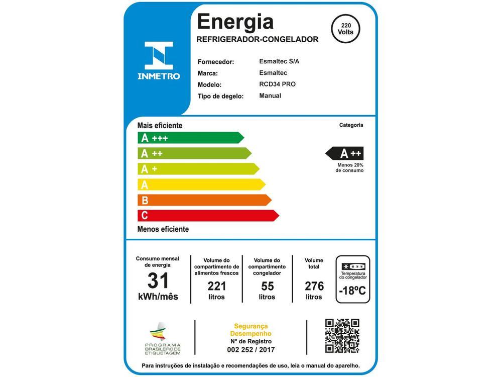 Geladeira/Refrigerador Esmaltec Duplex Branco 276L RCD34 PRO - 9