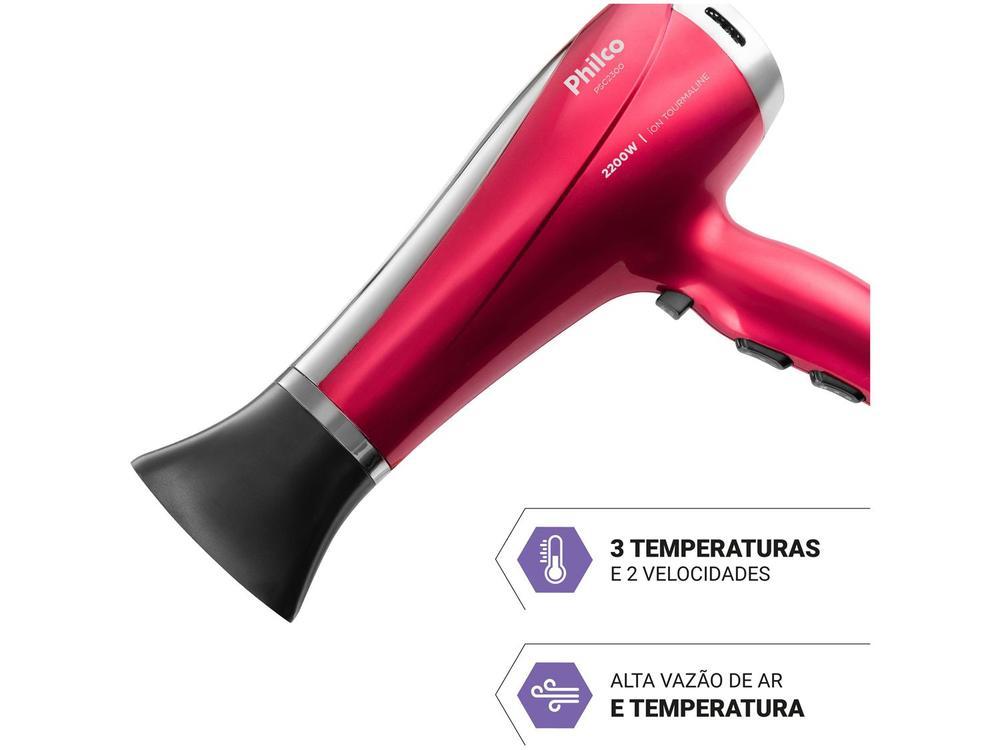 Secador de Cabelo Philco Íons Tourmaline Cherry 2200W 2 Velocidades PSC2300 - 13