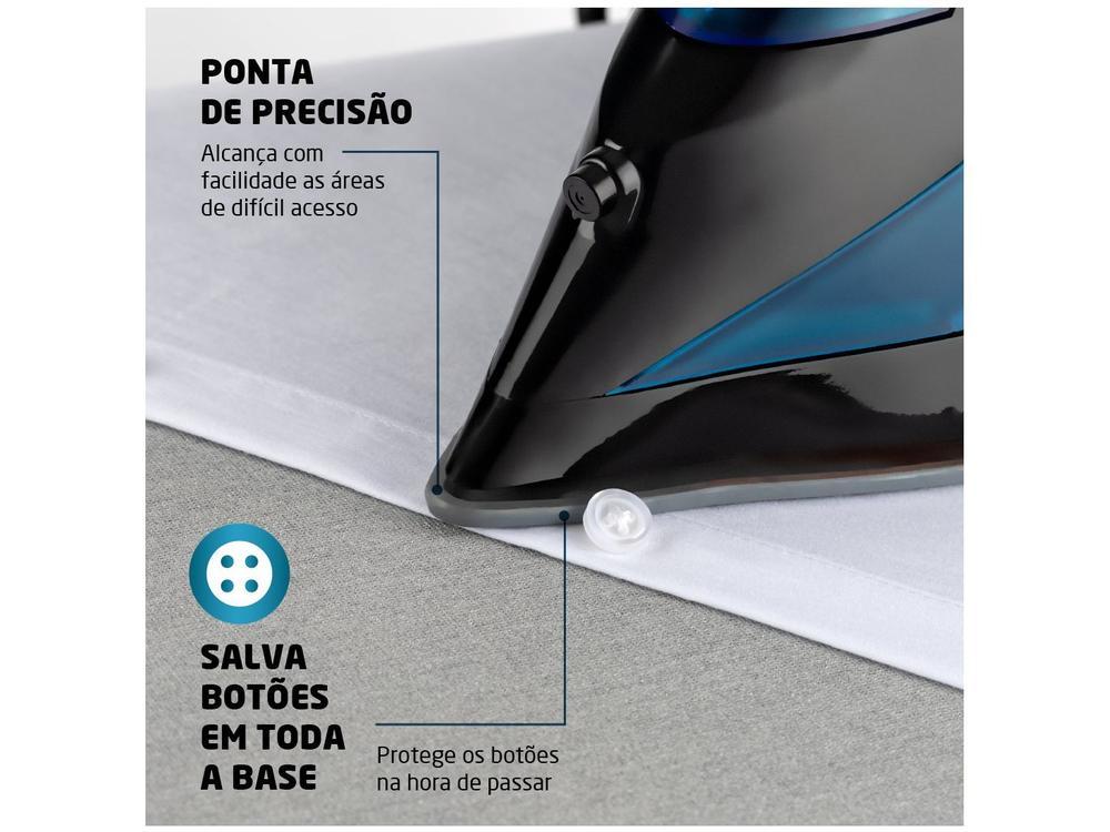 Ferro de Passar Roupa a Vapor Mondial F-53 Preto e Azul - 13