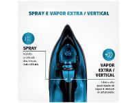 Ferro de Passar Roupa a Vapor Mondial F-53 Preto e Azul - 12