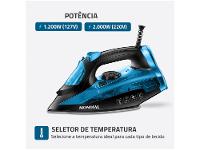 Ferro de Passar Roupa a Vapor Mondial F-53 Preto e Azul - 5