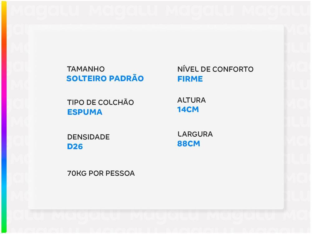 Colchão Solteiro Padrão Prorelax de Espuma D26 14x88x188cm Azaléia - 3