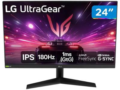 Monitor Gamer 180Hz UltraGear 1ms (GtG) LG 24GS60F-B 24" Full HD IPS NVIDIA G-SYNC AMD FreeSync HDR10 sRGB 99% HDMI DisplayPort