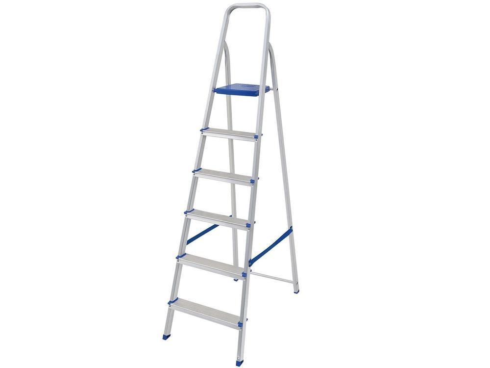 Escada de Alumínio 6 Degraus Doméstica Mor - 1