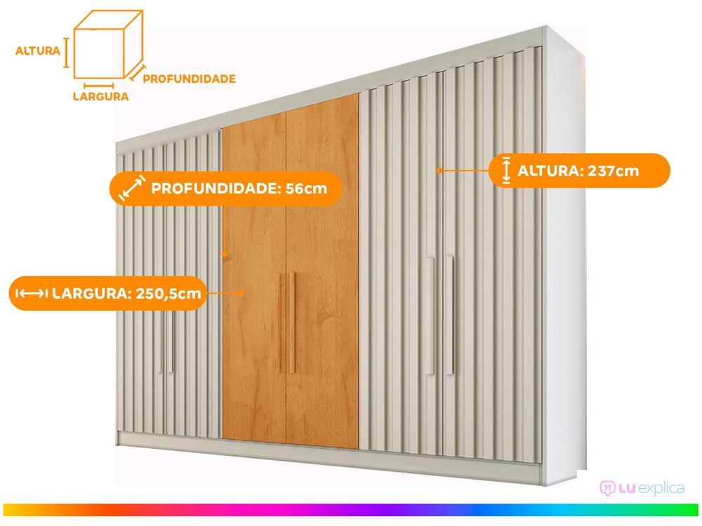 Guarda-roupa Casal 6 Portas 6 Gavetas Móveis Europa Ripado Potente - 3