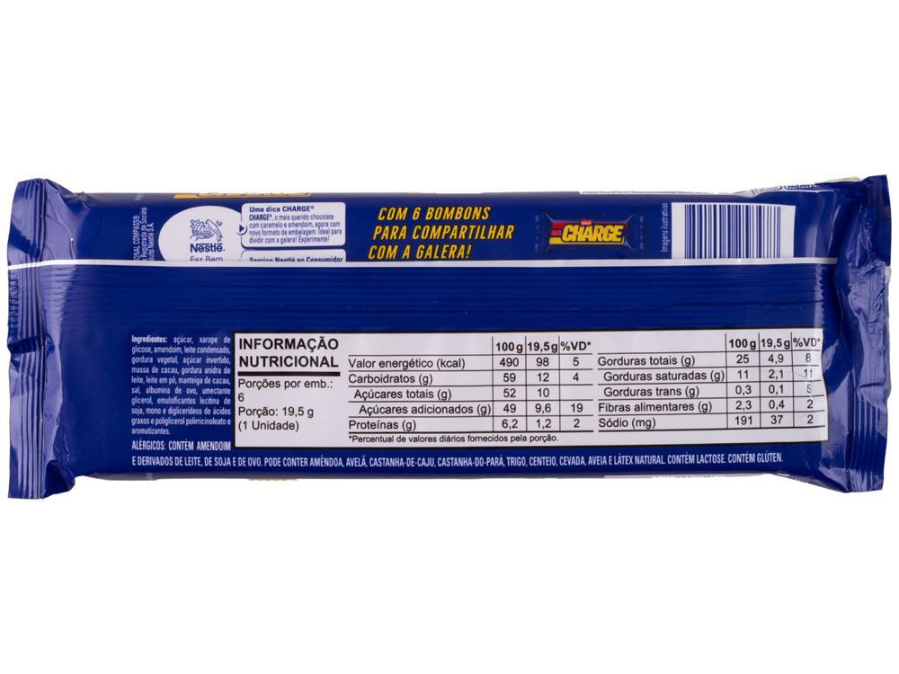 Bombom de Chocolate Charge Flowpack Recheado com Amendoim Caramelizado 117g 1 Pacote com 6 Unidades - 6