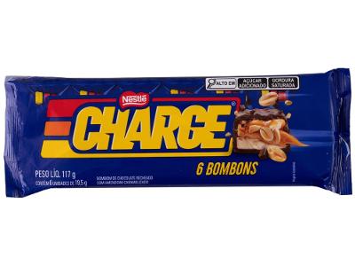 Bombom de Chocolate Charge Flowpack Recheado com Amendoim Caramelizado 117g 1 Pacote com 6 Unidades