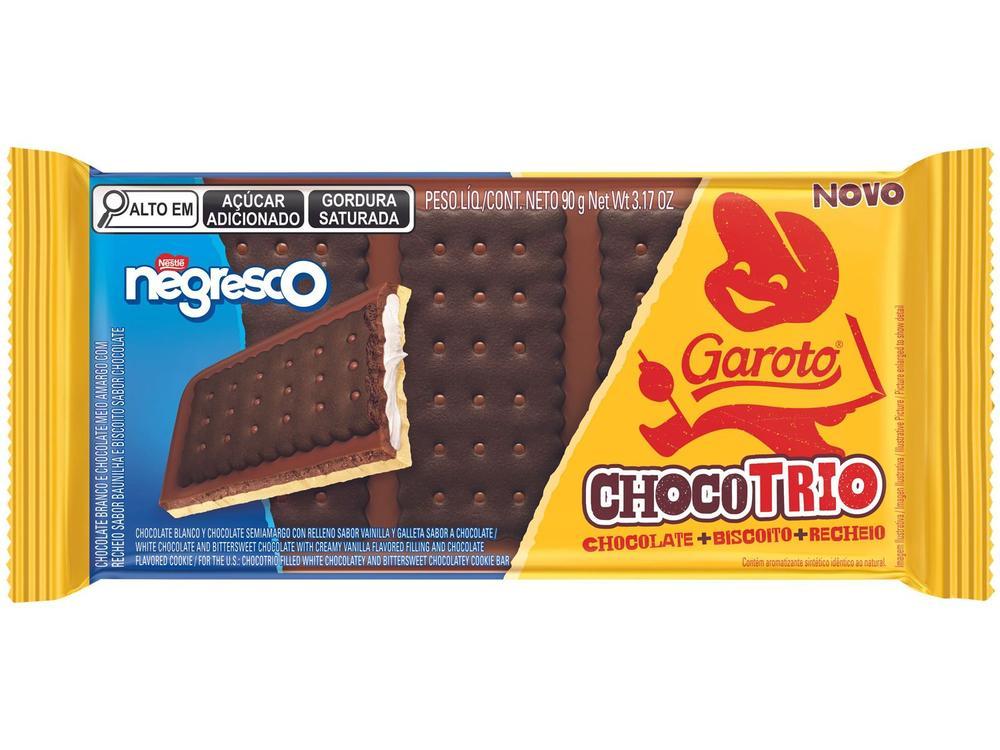 Barra de Chocolate Negresco Chocotrio Branco e Chocolate Amargo 90g Garoto - 1