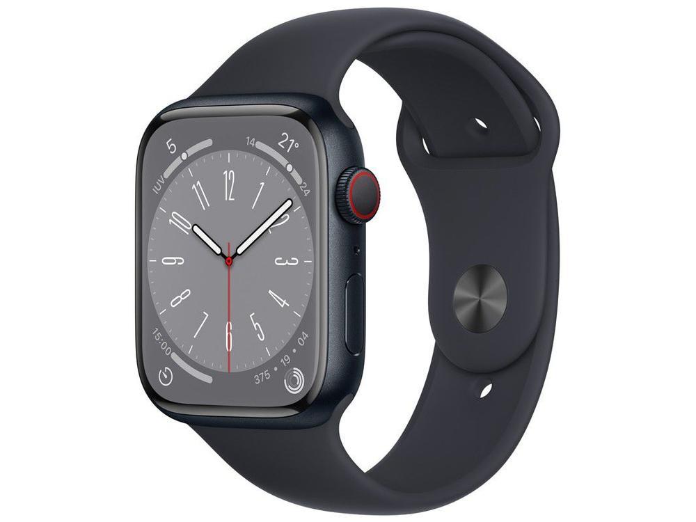 Apple Watch Series 8 45mm GPS + Cellular Caixa Meia-noite Alumínio Pulseira Esportiva - 1