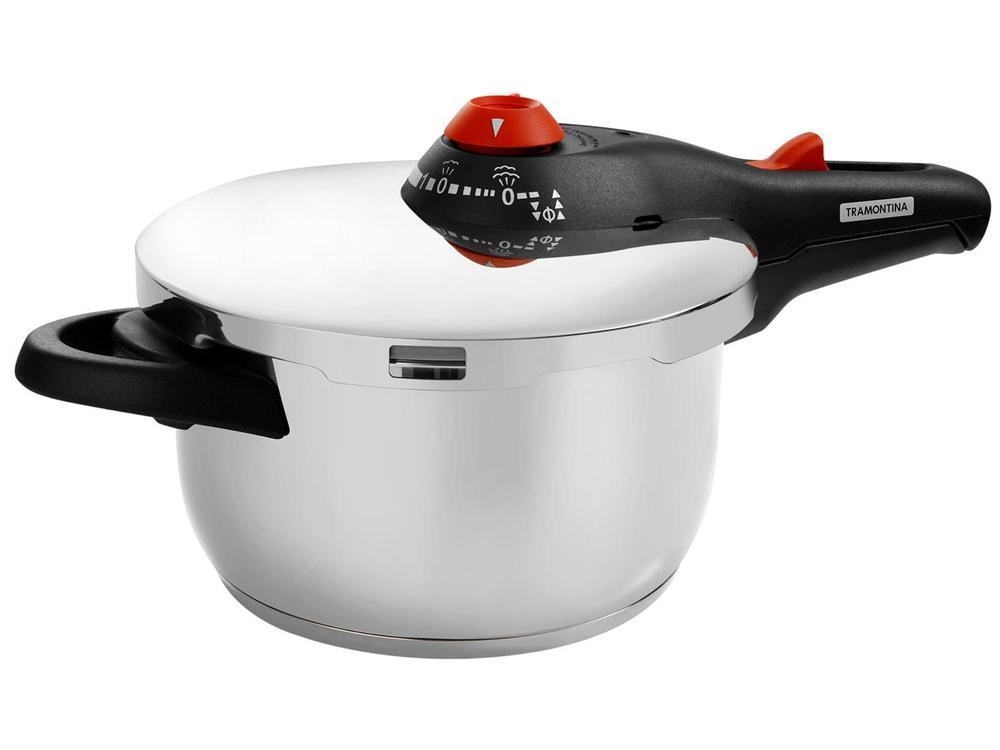 Panela de Pressão Tramontina Aço Inox Fundo Triplo 4,5L com 5 Dispositivos de Segurança Solar 62513223 - 1