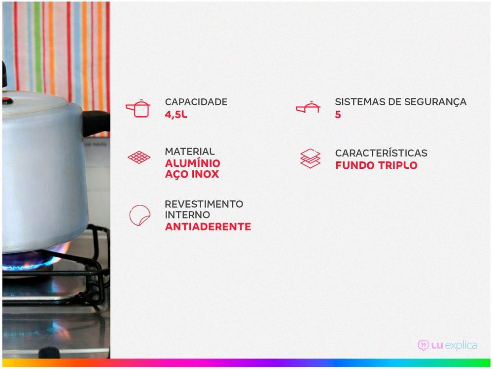 Panela de Pressão Tramontina Aço Inox Fundo Triplo 4,5L com 5 Dispositivos de Segurança Solar 62513223 - 2