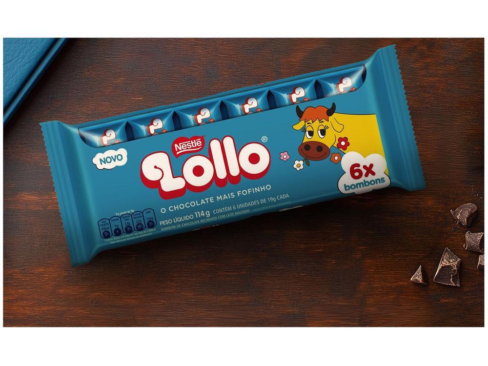 Barra de Chocolate Lollo Flowpack Chocolate Recheado com Leite Maltado 114g com 6 Unidades Nestle - 4
