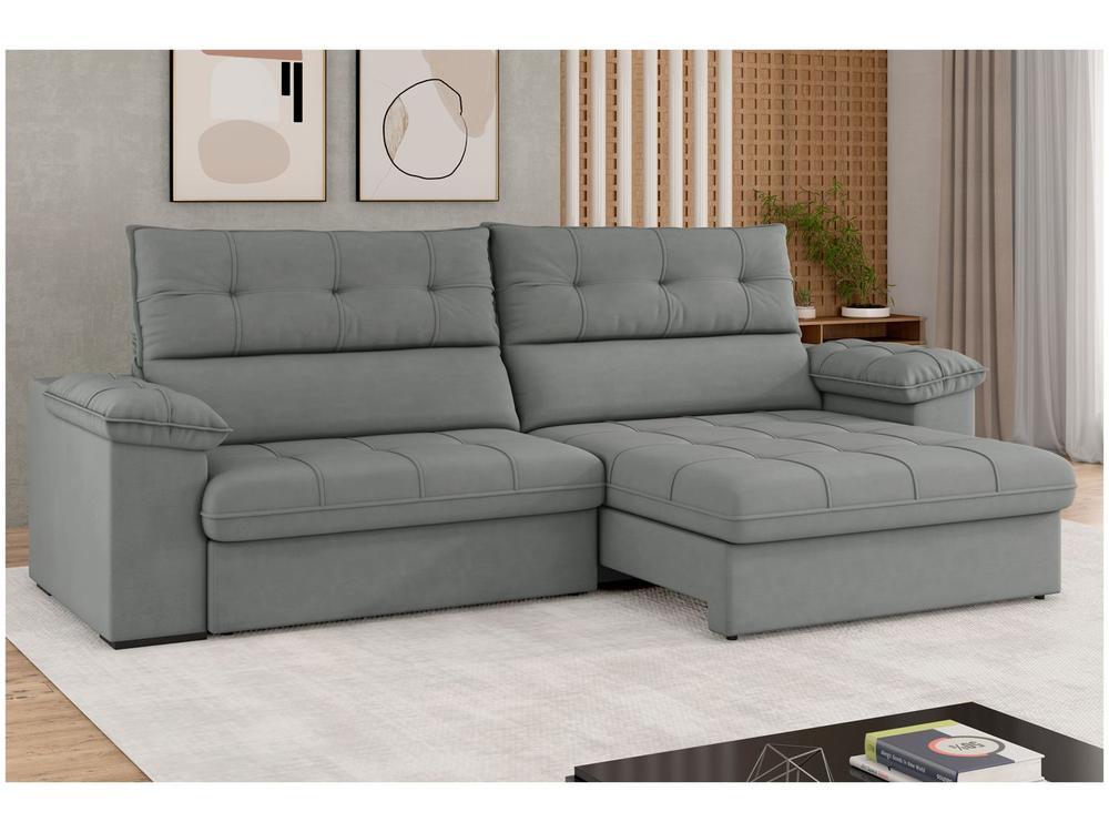 Sofá 4 Lugares Reclinável Suede Veludo Everest Flexforma Estofados - 1
