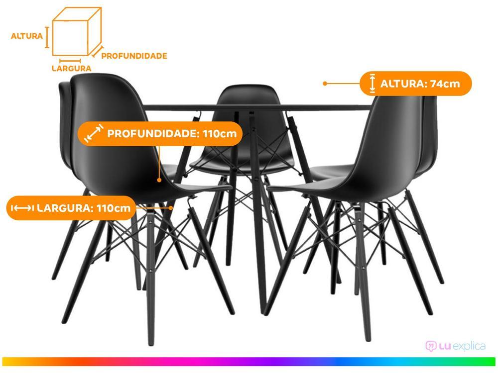 Mesa de Jantar 5 Cadeiras Redonda Preta  - 3