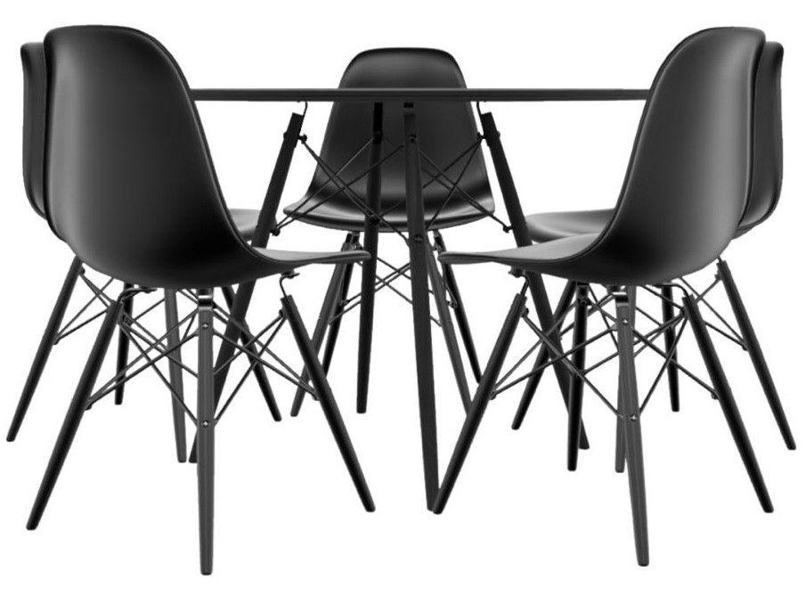 Mesa de Jantar 5 Cadeiras Redonda Preta  - 4