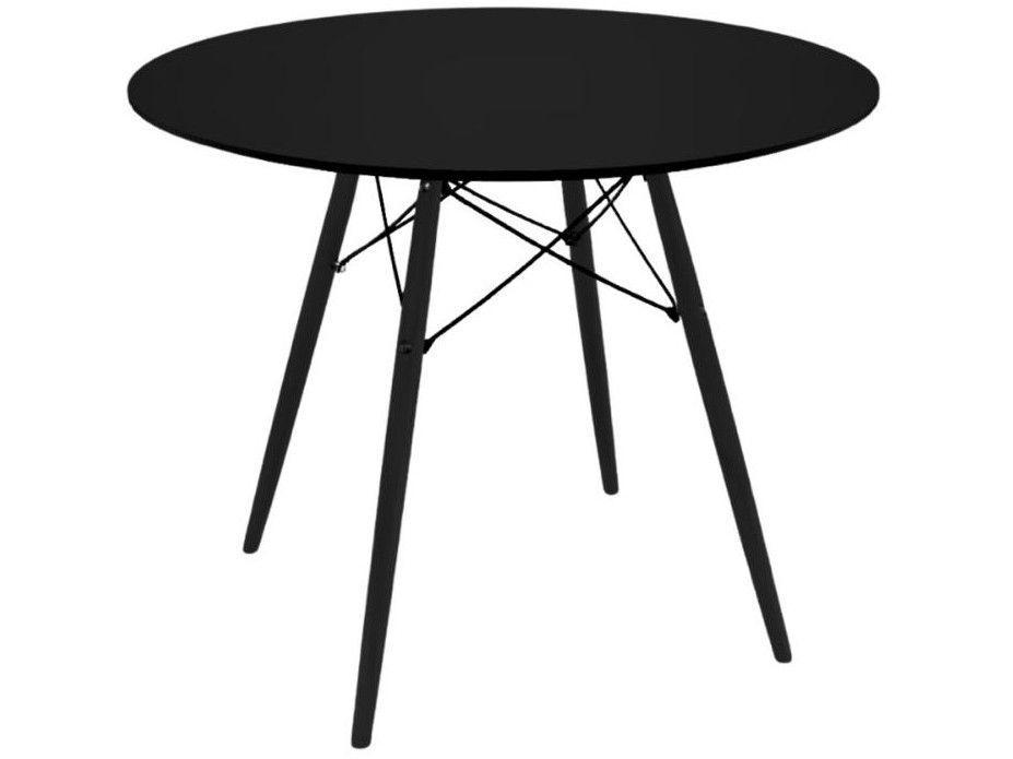 Mesa de Jantar 5 Cadeiras Redonda Preta  - 6