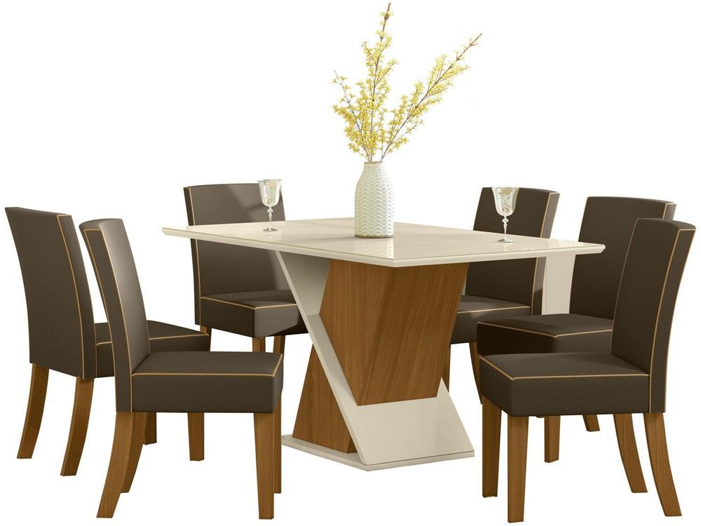 Mesa de Jantar 6 Lugares Retangular Tampo de Vidro - 1