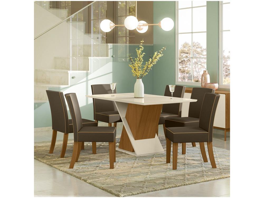 Mesa de Jantar 6 Lugares Retangular Tampo de Vidro - 2